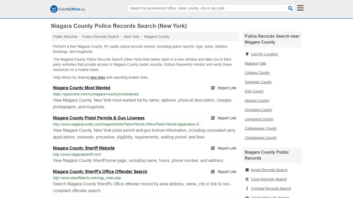 Niagara County Police Records Search (New York) - County Office
